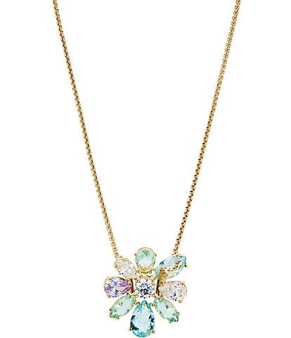 Nadri Watercolor Crystal Tone Flower Short Pendant Necklace