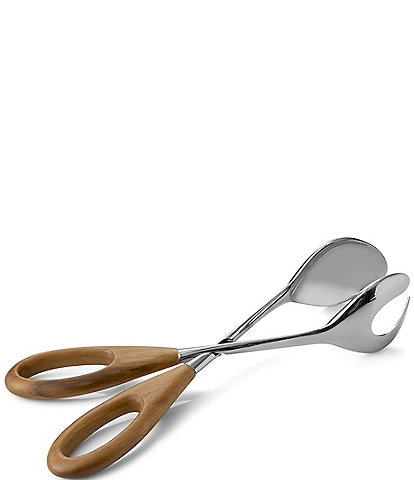 Nambe Curvo Wooden & Stainless Steel Salad Scissors