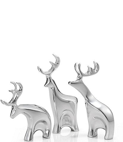Nambe Miniature Dasher Reindeers,  Figurine Set of 3