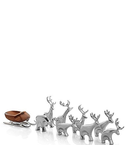 Nambe Miniature Reindeer 9-Piece Set