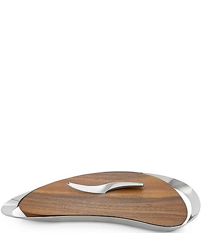 Nambe Pulse Wooden Cheese Board with Knife