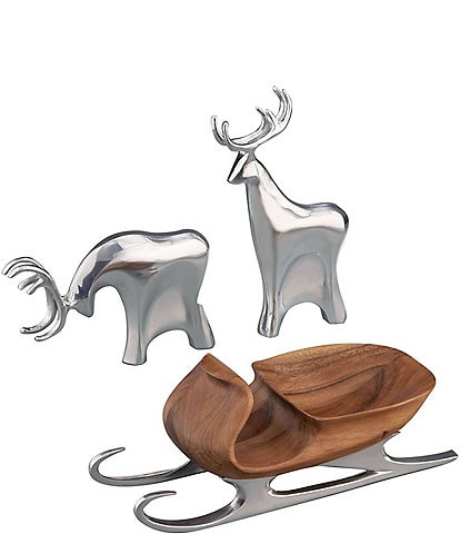 Nambe Sleigh with Reindeer Figurine Set