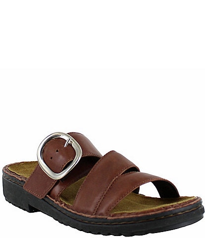 Naot Frey Buckle Leather Slide Sandals