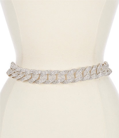 Natasha Accessories 1.25#double; Rhinestone Link Belt