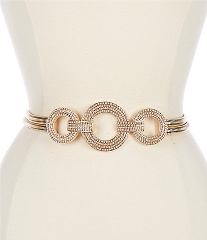 Natasha Accessories 2.5#double; Triple Circle Stone Stretch Belt