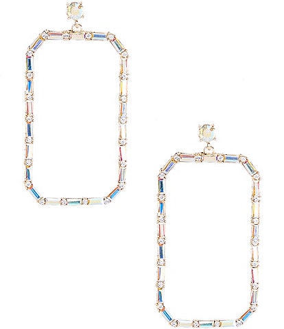 Natasha Accessories Baguette Crystal Rectangle Statement Drop Earrings