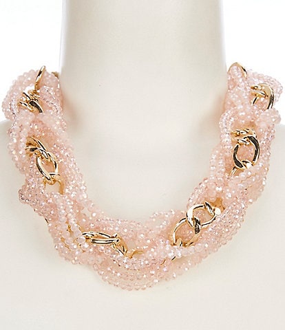 Natasha Accessories Bead & Metal Braid Link Collar Necklace