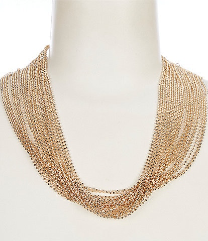 Natasha Accessories Beaded Multi Row Collar Necklace