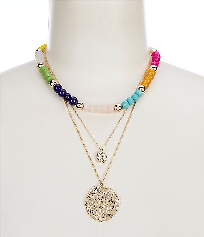 Natasha Accessories Beaded Resort Short Multi Strand Necklace