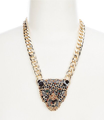 Natasha Accessories Cheetah Short Pendant Necklace