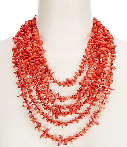 Natasha Accessories Coral Chip Bead Multi Stand Necklace