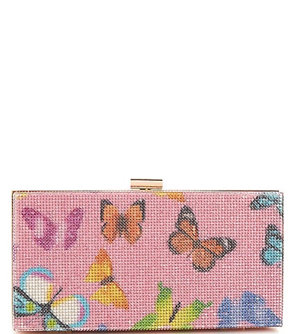 Natasha Accessories Crystal Butterfly Square Clutch Bag