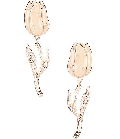 Natasha Accessories Crystal Enamel Tulip Stud Earrings