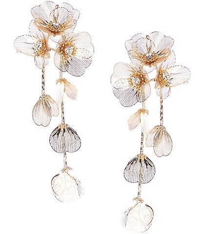 Natasha Accessories Crystal Flower Filigree Drop Statement Earrings