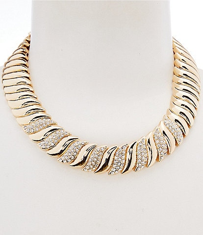 Natasha Accessories Crystal Metal Collar Necklace