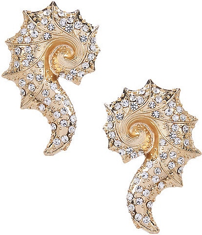 Natasha Accessories Seahorse Crystal Resort Statement Drop Earrings