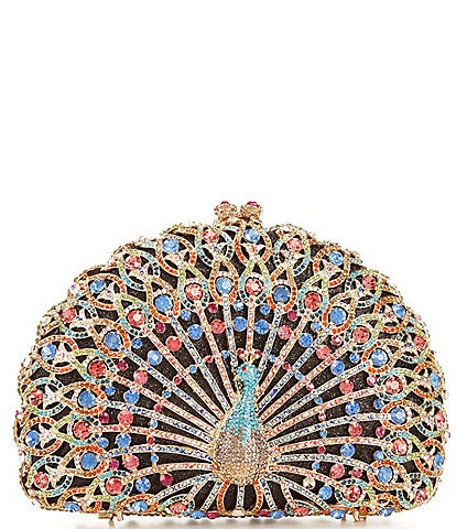 Natasha Accessories Crystal Peacock Clutch Bag