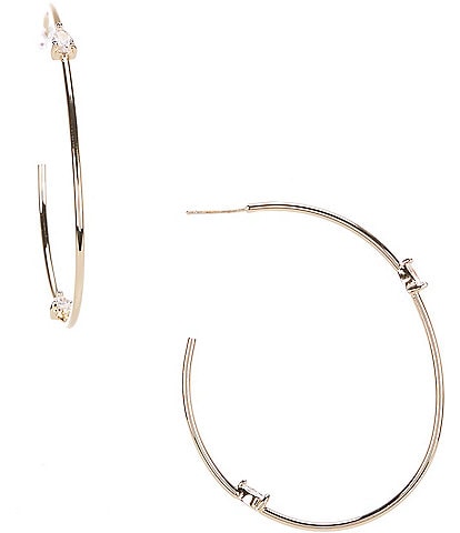 Natasha Accessories CZ Crystal Teardrop Hoop Earrings