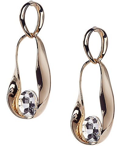 Natasha Accessories Double Circle Stone Drop Earrings