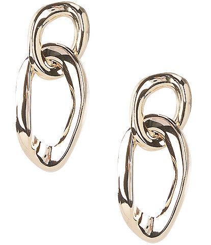 Natasha Accessories Double Link Molten Orbital Drop Earrings