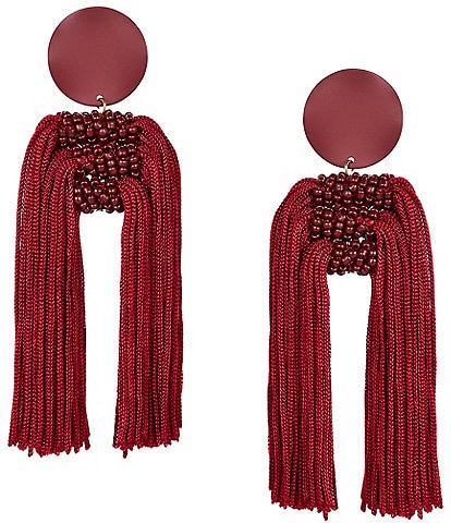 Natasha Accessories E Row Beaded Tassel U Statement Drop Earrings