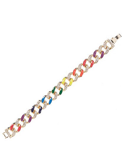 Natasha Accessories Enamel Rainbow Links Line Bracelet