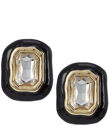 Natasha Accessories Enamel Stone Stud Statement Earrings