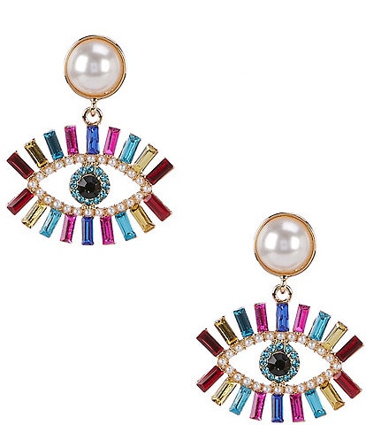 Natasha Accessories Evil Eye Stone Drop Earrings