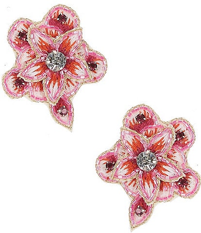 Natasha Accessories Fab Flower Rhinestone Stud Earrings