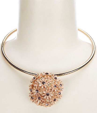 Natasha Accessories Flower Crystal Bouquet Collar Necklace