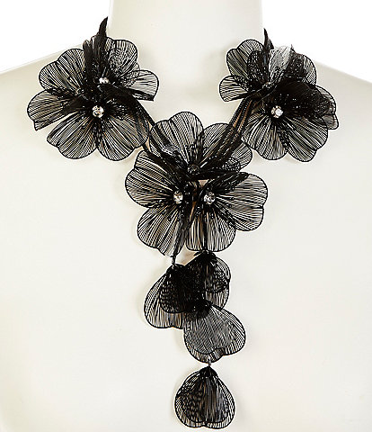 Natasha Accessories Flower Filigree Drop Y Necklace