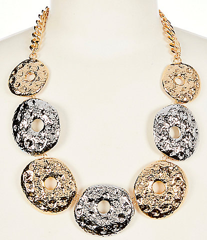 Natasha Accessories Hammered Donut Statement Collar Necklace