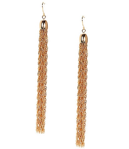 Natasha Accessories Linear Chain Tassel Earrings