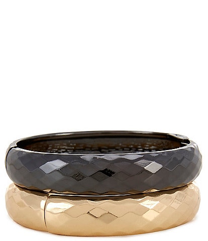 Natasha Accessories Metal Diamond Bangle Bracelet Set