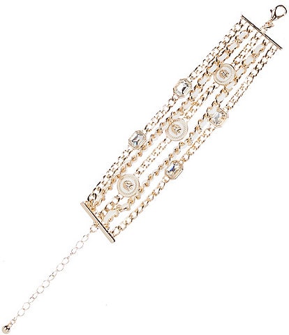 Natasha Accessories Multi Row Lion Crystal Line Bracelet