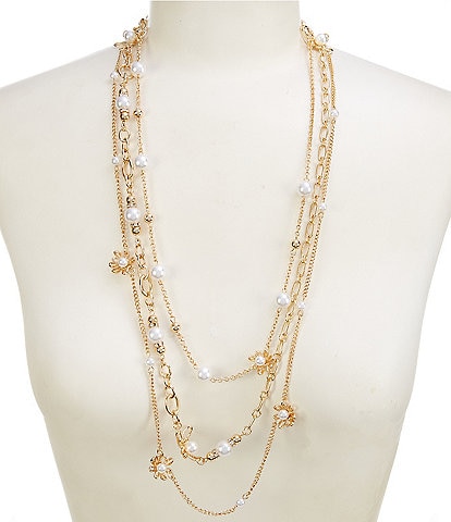 Natasha Accessories Multi Row Pearl Long Multi Strand Necklace