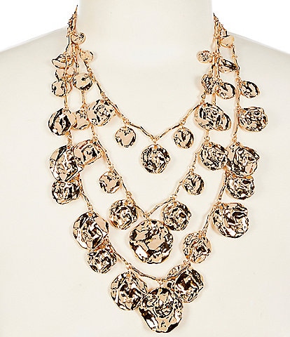 Natasha Accessories Multi Row Shaky Coin Statement Necklace