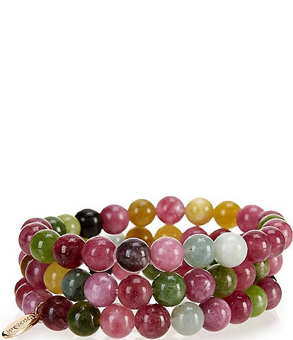 Natasha Accessories Multi Stone Stretch Bracelet Set