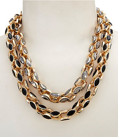 Natasha Accessories Nav Tubes 2 Row Short Multi-Strand Statement Necklace