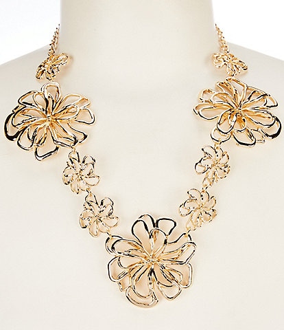 Natasha Accessories Open Metal Flower Collar Necklace