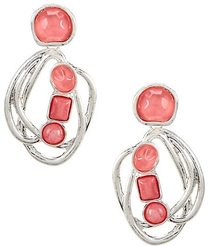Natasha Accessories Organic Metal Stone Drop Earrings