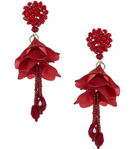 Natasha Accessories Organic Oscar Petal Drop Statement Beaded Earrings