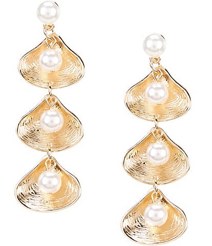 Natasha Accessories Oyster Pearl Drop Earrings