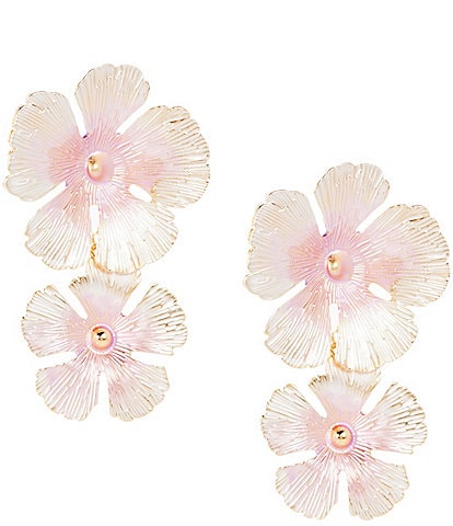 Natasha Accessories Painted Flower Resort Double Drop Statement Earrings