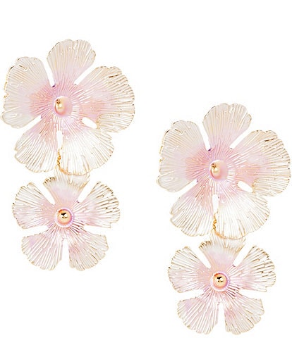 Natasha Accessories Painted Flower Resort Double Drop Statement Earrings
