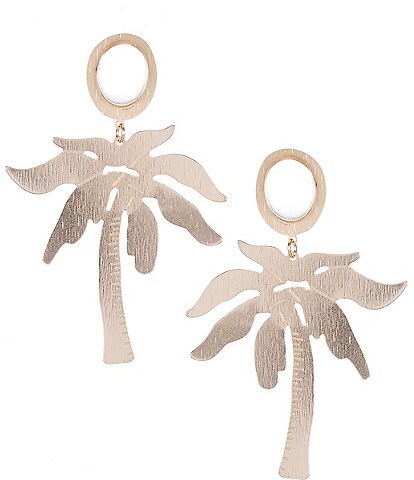 Natasha Accessories Palm Tree Drop Earrings
