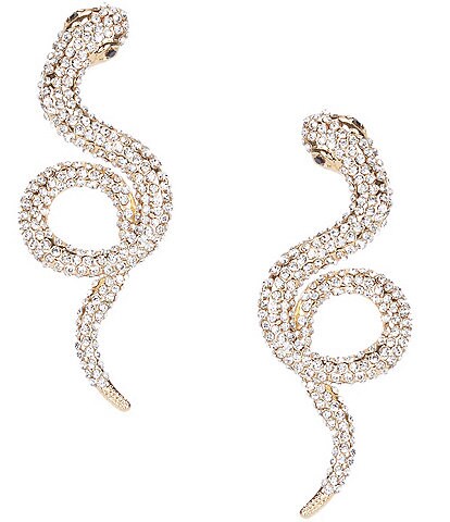 Natasha Accessories Pave Snake Swirl Drop Earrings