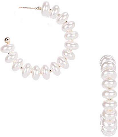 Natasha Accessories Pearl Cheerio Hoop Earrings