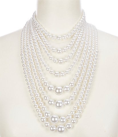 Natasha Accessories Pearl Long Multi-Strand Statement Necklace