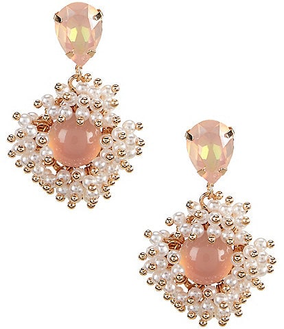 Natasha Accessories Pearl Stone Cluster Stud Earrings